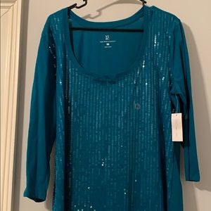NY & Co teal sequin top